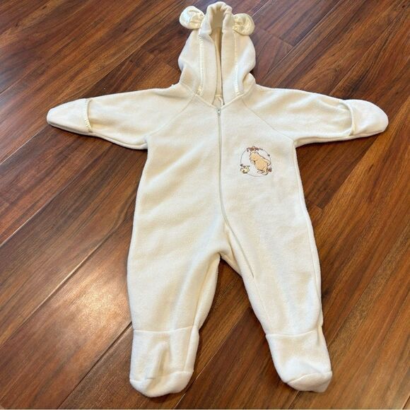 Disney Winnie the Pooh vintage fleece hooded snowsuit - Picture 1 of 4